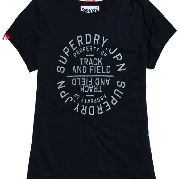 Superdry Navy Blue Track & Field Tee T-Shirt Boyfriend Fit Women's Size Medium - Picture 8 of 8
